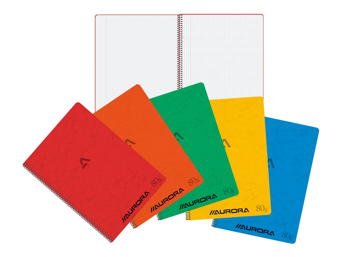 AURORA Spiralheft A4 2960KQ5 assortiert, kariert 5mm 120 S. (5411028020157)