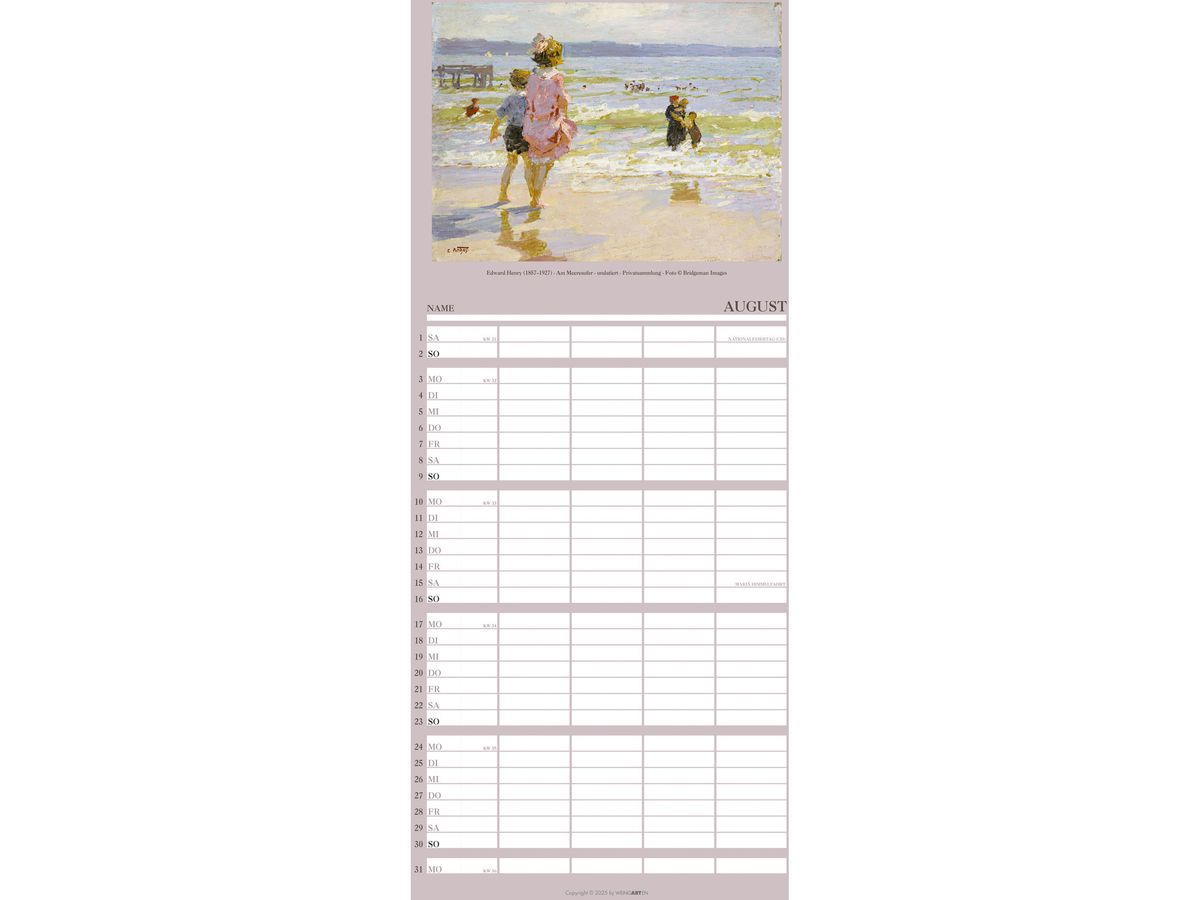 WEINGARTEN Calendrier familial 2026 3312272+26 Art 22x48cm (9783839903049)