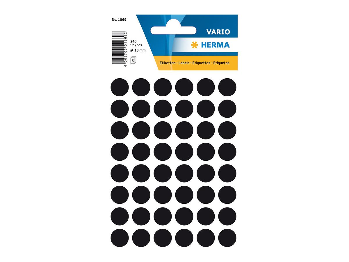 HERMA Marqueurs 13mm 1869 noir 240 pcs. (4008705018692)
