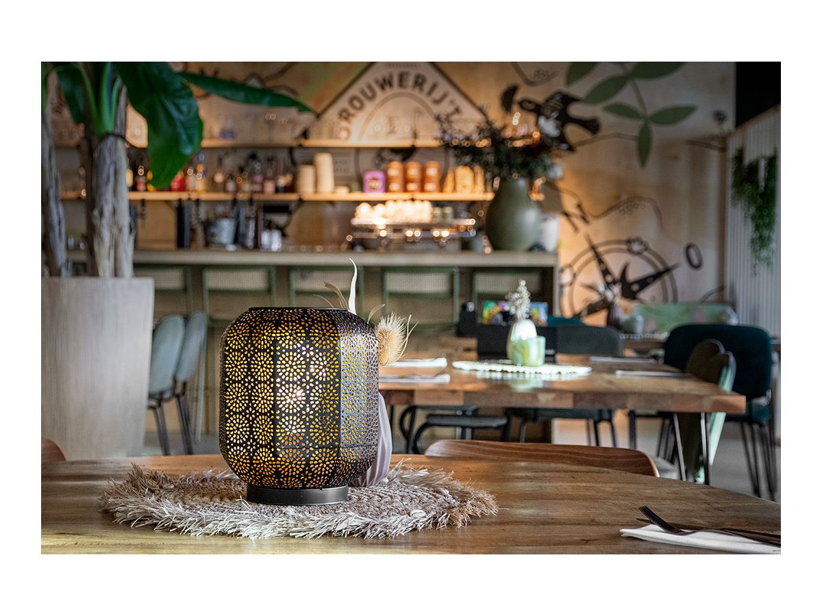 SECURIT Dekoleuchte MARRAKECH LP-MA-BL schwarz/gold, Akku, dimmbar (8720663161062)