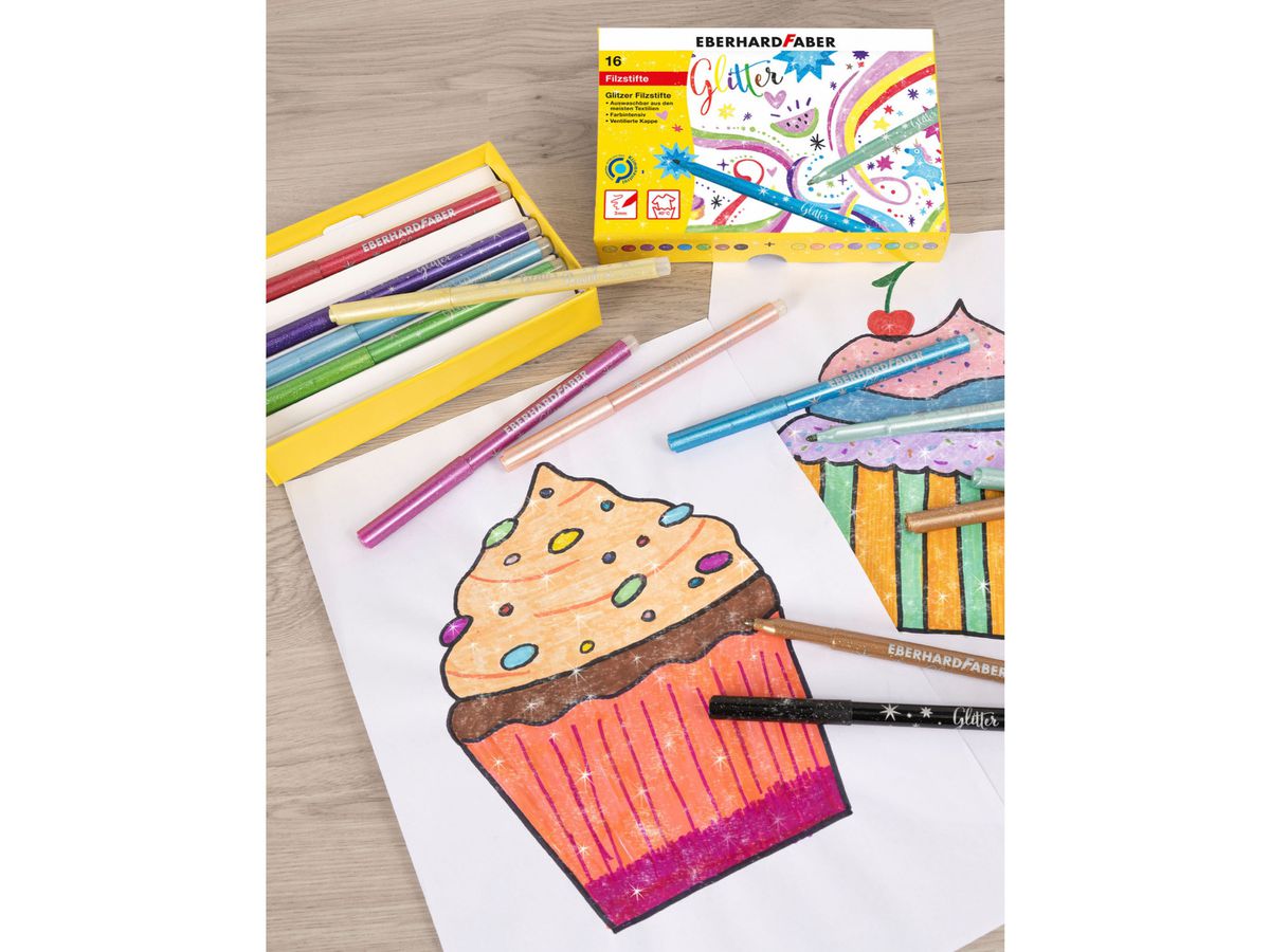 EBERHARD FABER Filzstifte Glitzer 551016 16er Geschenkkarton (4087205510165)