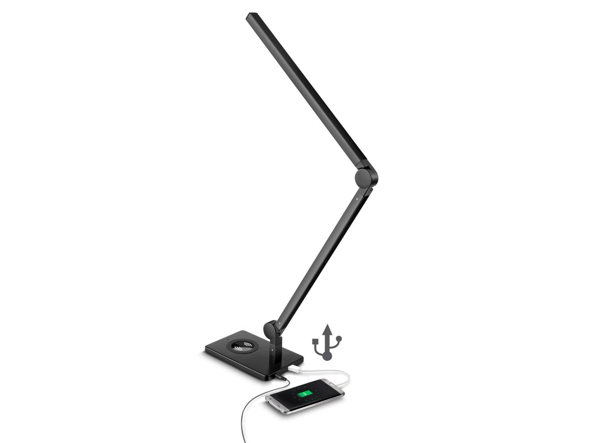 CEP Lampada d.tavolo AGILE CLED-0370sch nero, regolabile, Qi 7.2W (3462159014579)