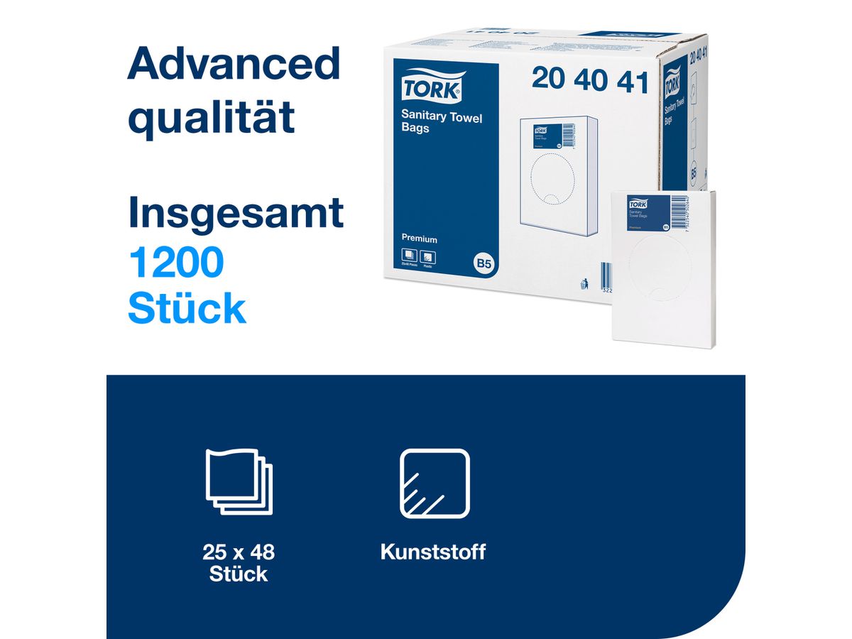 TORK Sachet hygiène Premium B5 204041 HDPE, transparent 25 pcs. (7322540502640)