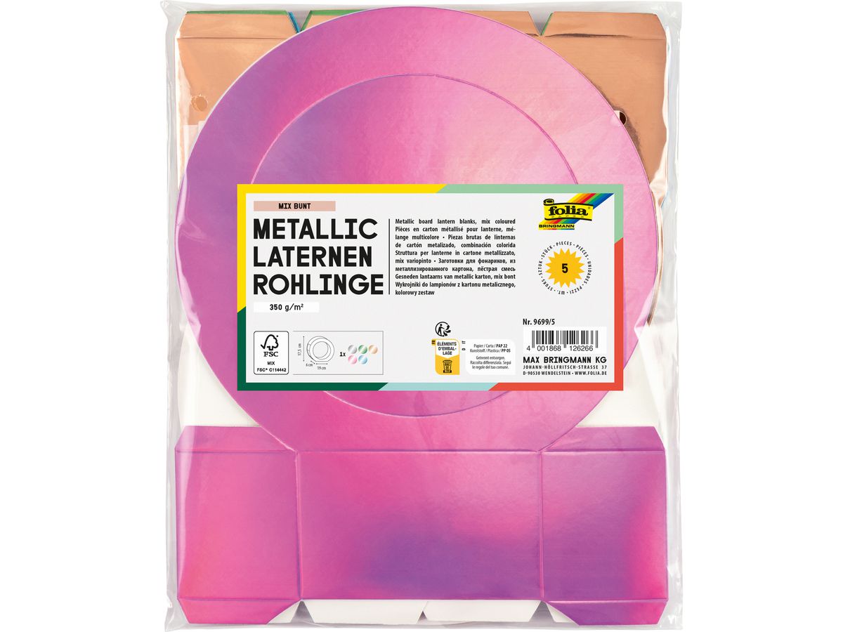 FOLIA Supporto lanterna 19cm 9699/5 assortire 5 pezzi (4001868126266)