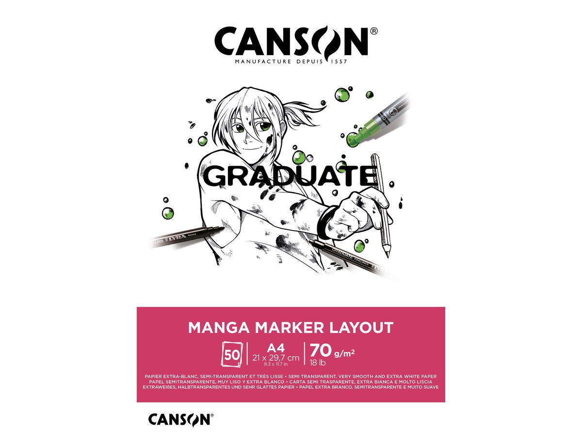 CANSON Graduate Manga Marker A4 31250P024 50 Blatt, weiss, 70g (3148950060662)