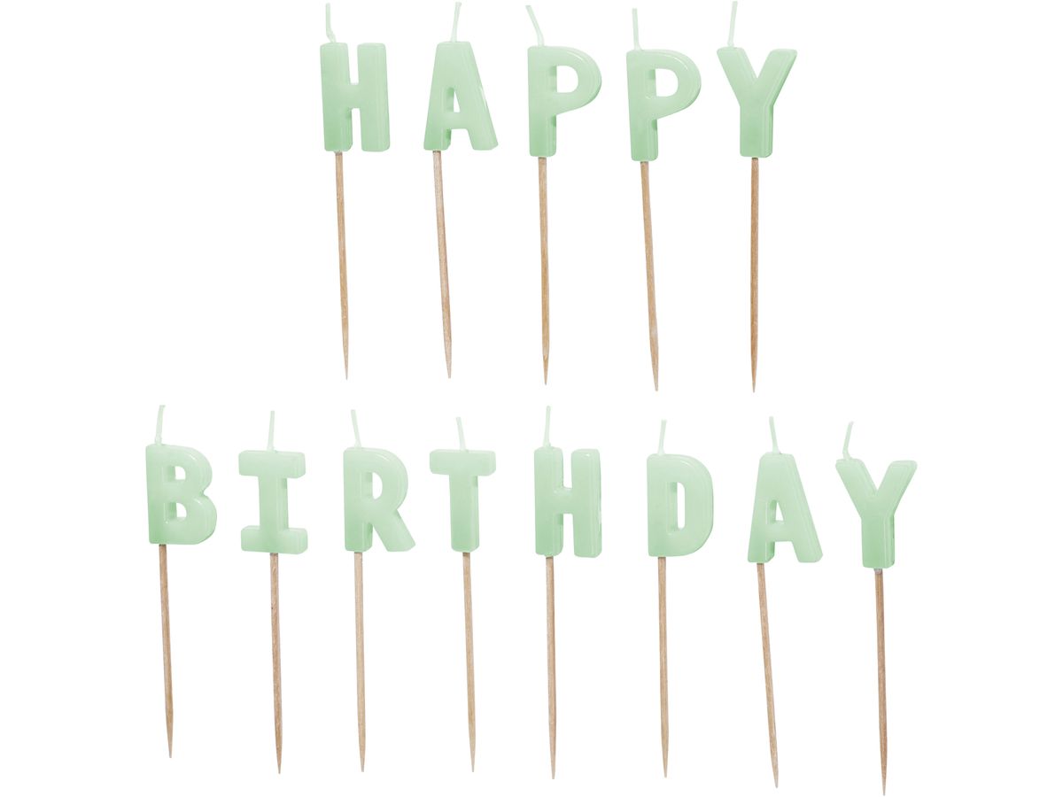 PARTYDECO Candele Happy Birthday SCS-13-102 verde chiaro (5904555067523)