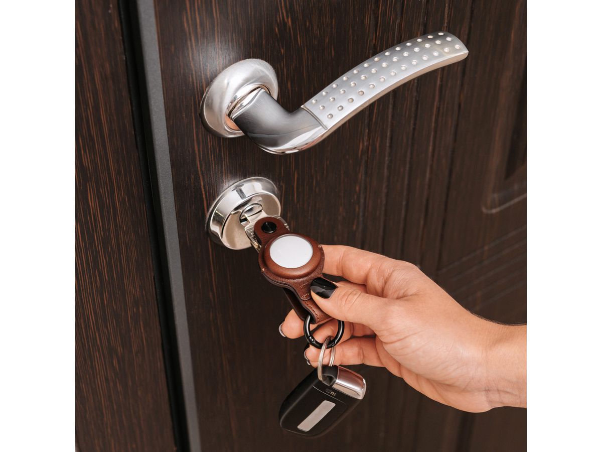 KEYSMART Air Genuine Leather Compact KS040-BRN-LEA Key Holder for AirTag, Brown (0810024053957)