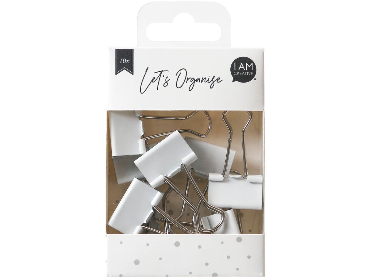 I AM CREATIVE Clip fermacarte Let`s Organize 4035.11 bianco, 25mm 10 pezzi (7611983211708)