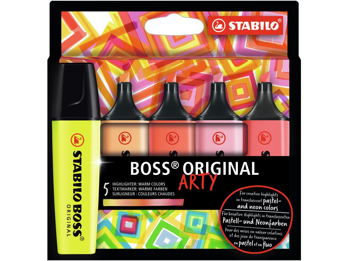 STABILO Textmarker BOSS ARTY 70/5-02-1-20 Colori caldi, astuccio 5 pz. (4006381577724)