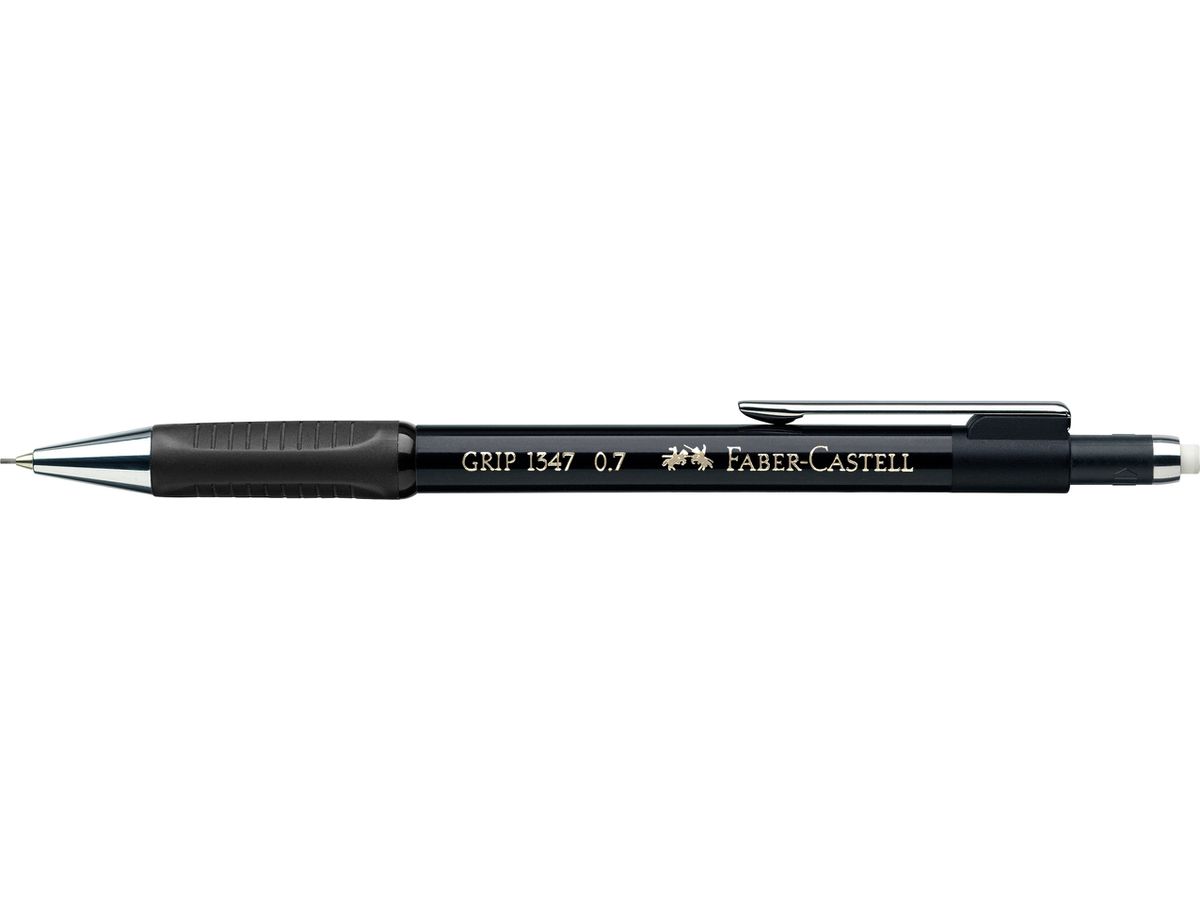FABER-CASTELL Druckbleistift GRIP 1347 0.7mm 134799 schwarz, mit Radierer (4005401347996)