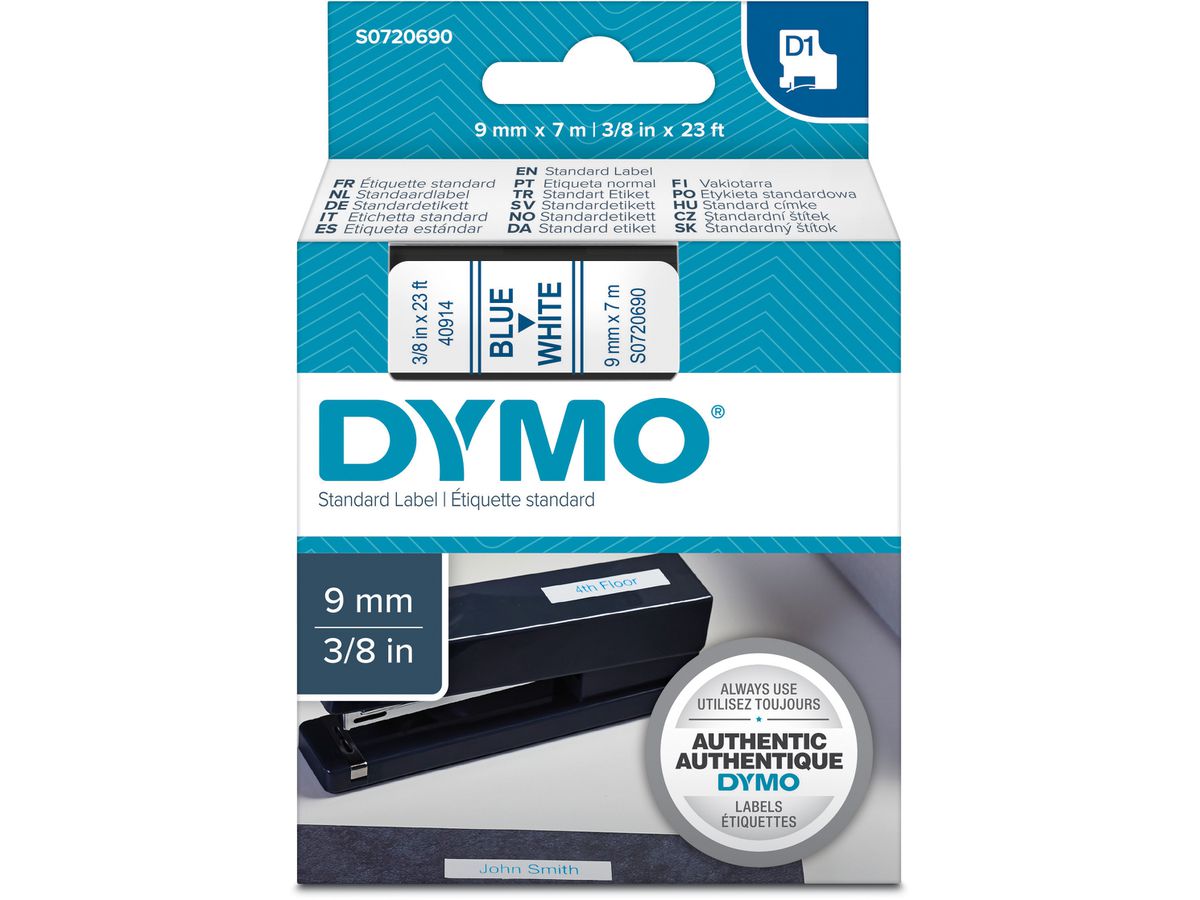 DYMO Ruban D1 S0720690 bleu/blanc 9mm/7m (5411313409148)