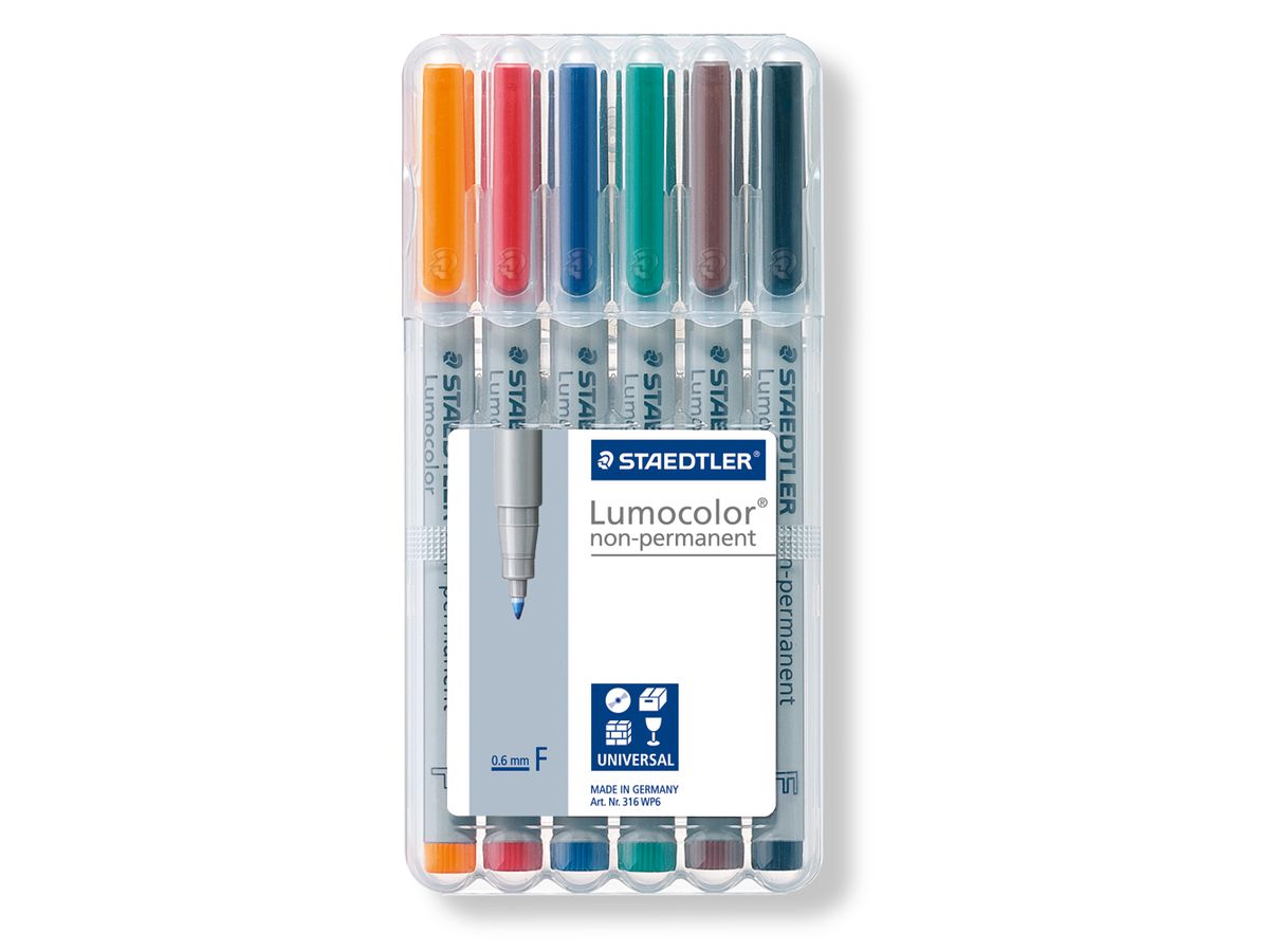 STAEDTLER Lumocolor non-perm. F 316-WP6 6 Farben ass. (4007817323588)