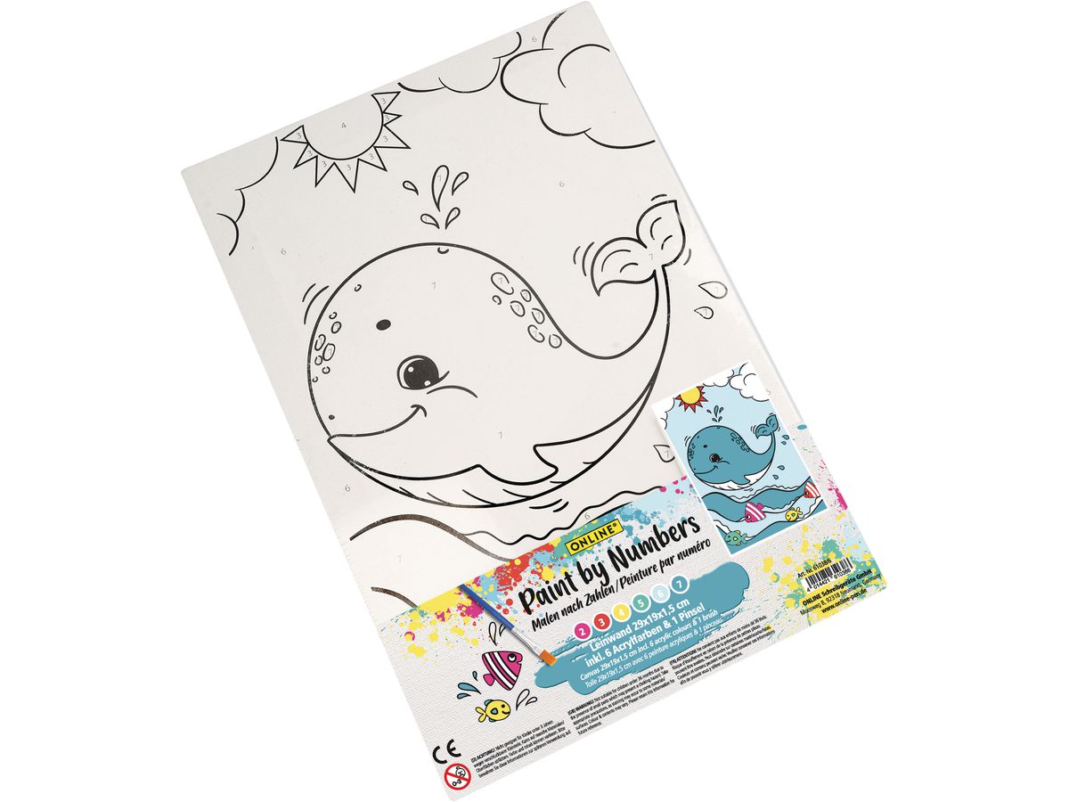 ONLINE Modèle coloriage baleine 61038/6 Peinture par numéros 12 pcs. (4014421610386)