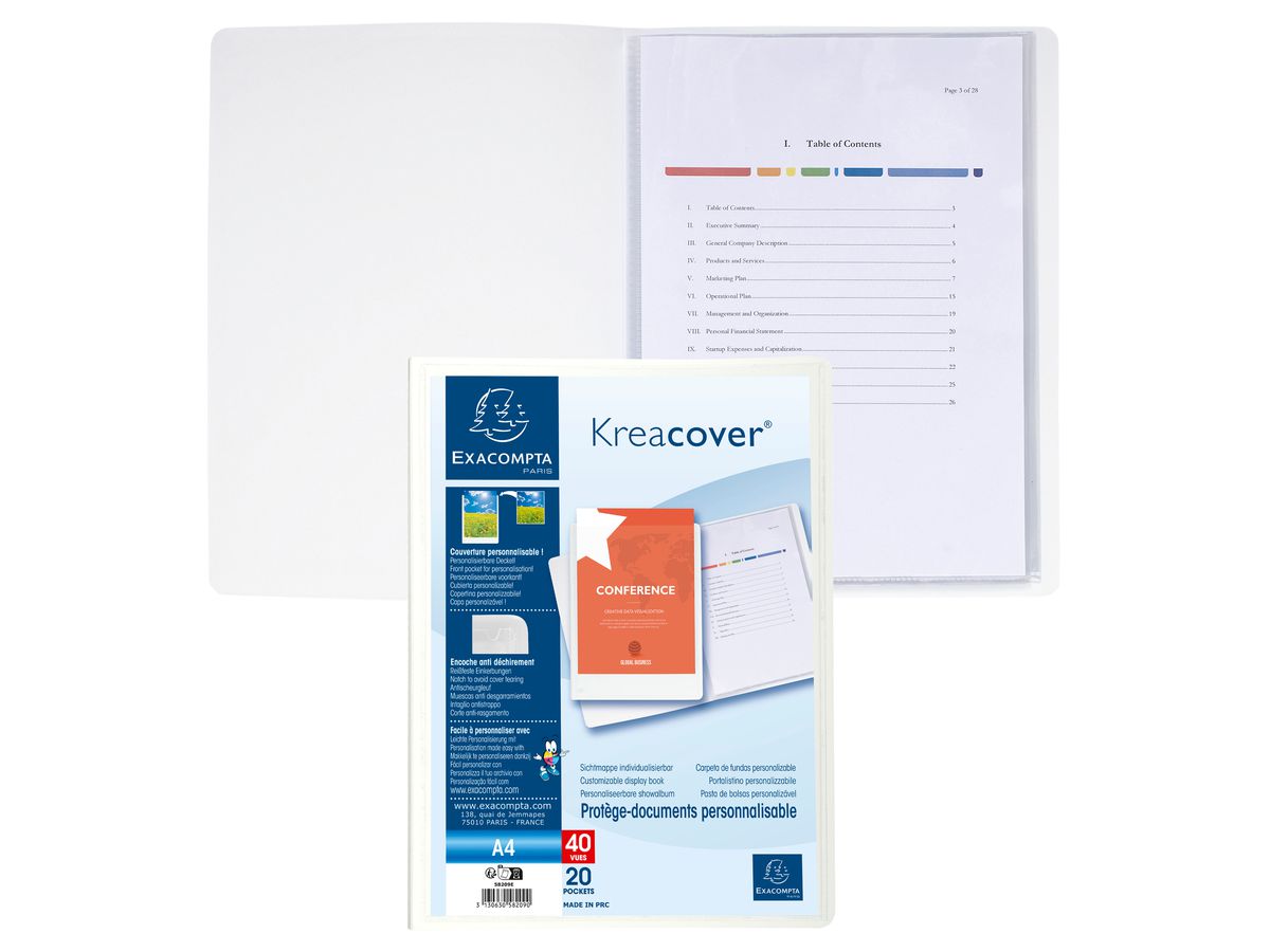 EXACOMPTA Sichtbuch KC A4 58209E weiss 20 Taschen (3130630582090)