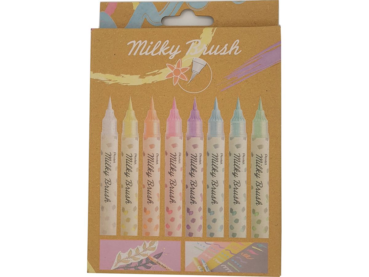 PENTEL Pinselstift Milky Brush XGFH-P8 assortiert, 8Stk. (7610924030156)