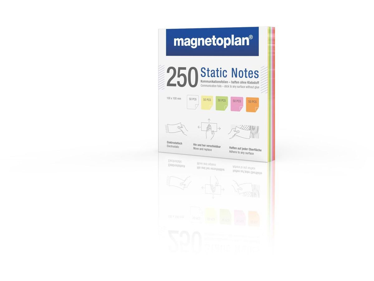MAGNETOPLAN Static Notes 100x100mm 11250110 ass. 250 pcs. (4013695060897)
