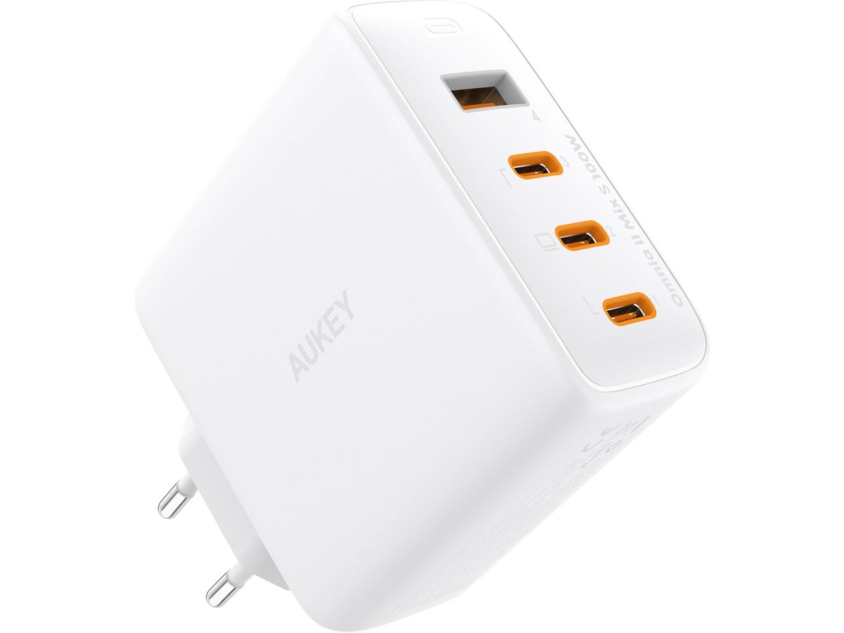 AUKEY OmniaMix II 100W GaN PD PA-B7S  WH 4-Port, Wall Charger White (0689323785582)