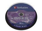 VERBATIM DVD+R Spindle 8.5GB 43666 8x DL Matt Silver 10 Pcs (0023942436669)