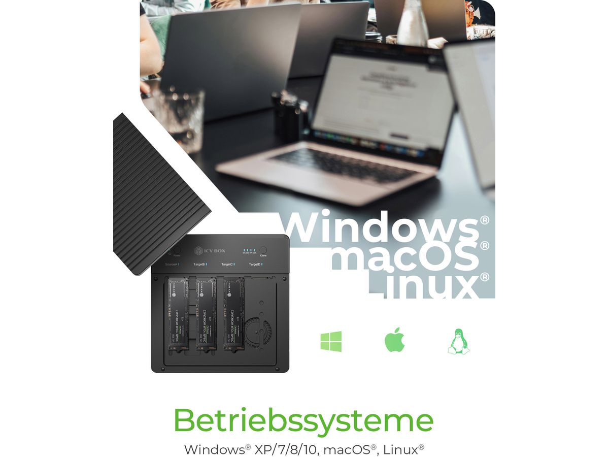 ICY BOX Docking & CloneStation IB-4013MCL-C4 4x M.2 NVMe SSD, USB4 (4250078174868)