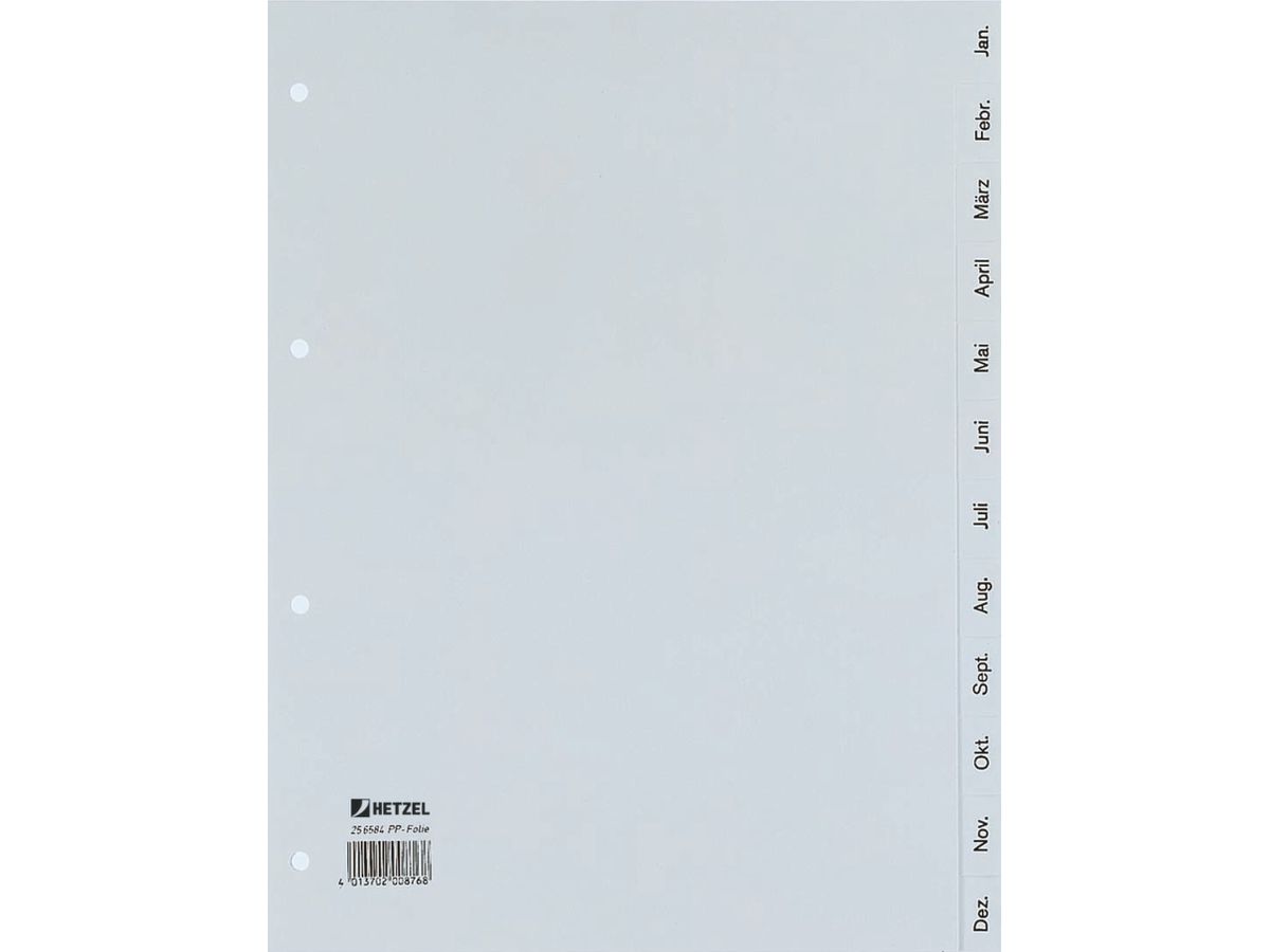 HETZEL Registro PP A4 25271481 grigio 1-20 (4013702007983)