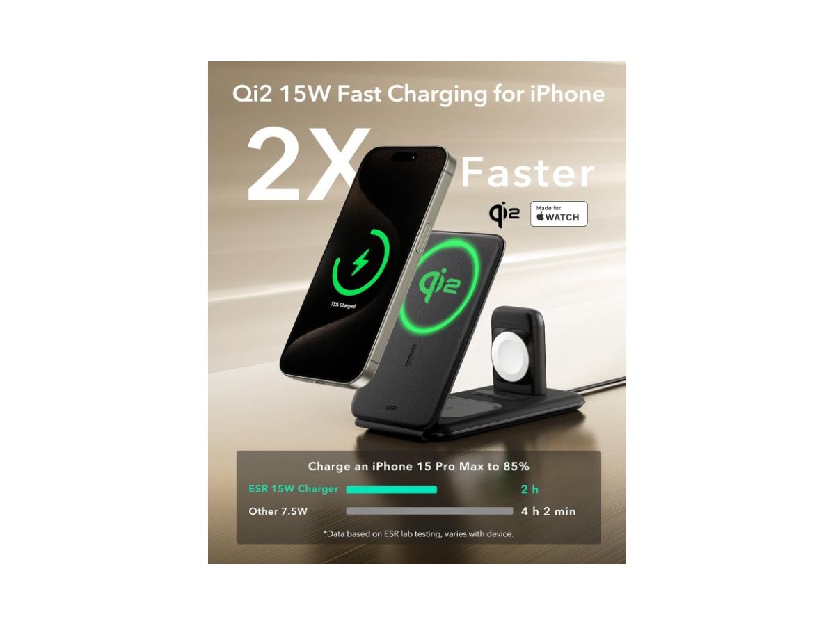 ESR HaloLock 3-in-1 Travel Set 2C5690304 Qi2, Watch, Wirless, Black (4894240189153)