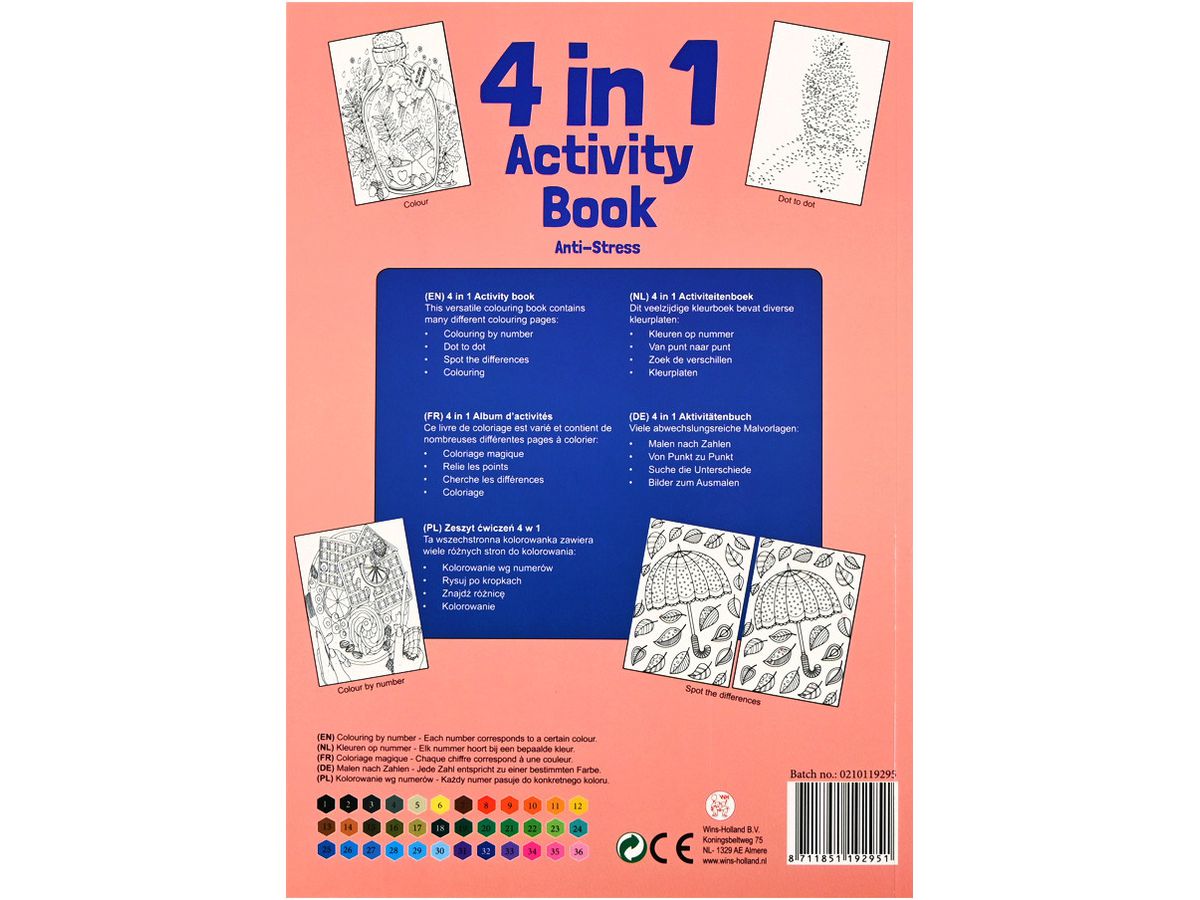 ROOST Livre d'activités colorier A4 B19295 4 in 1 (8711851192951)