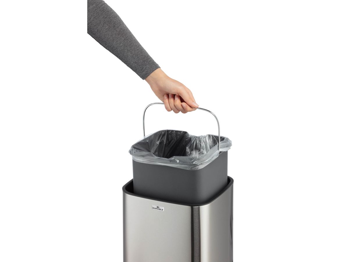 DURABLE Cestino NO TOUCH 12lt 342123 touchless, acciaio inox (4005546728339)