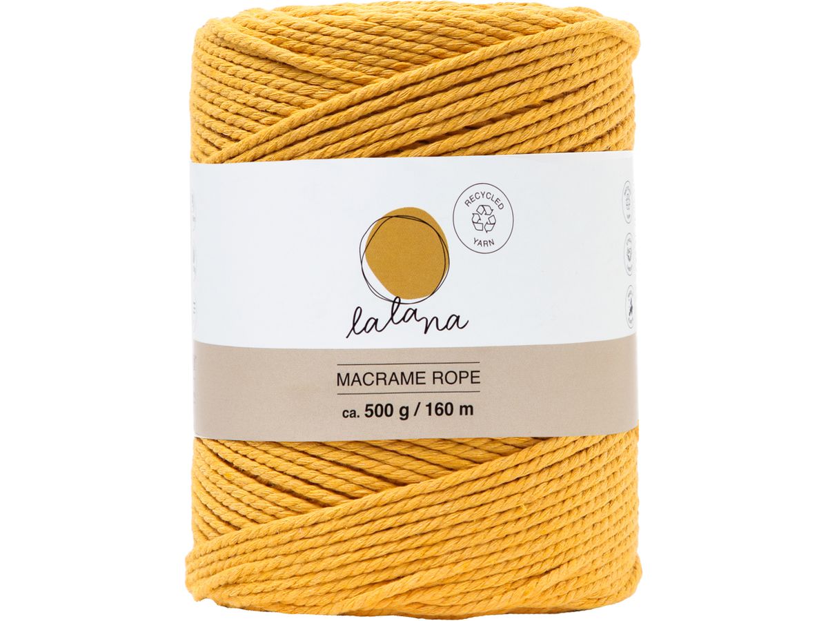 I AM CREATIVE Macrame Rope 6203.1 mustard, 2mm, 500g (7640415812213)