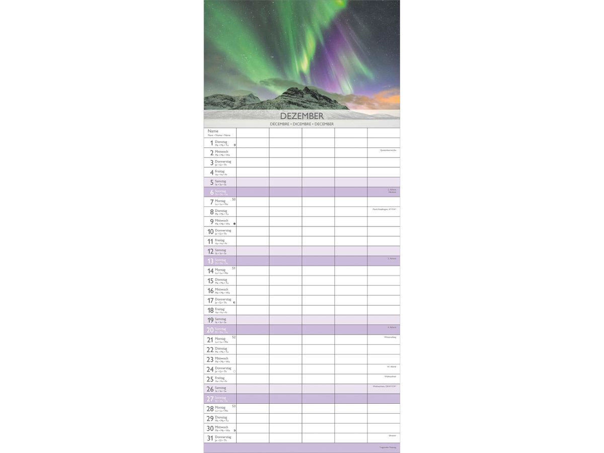 ALPHA EDITION Familienplaner 2026 160332 Traumziele 19.5x45cm (4069095003323)