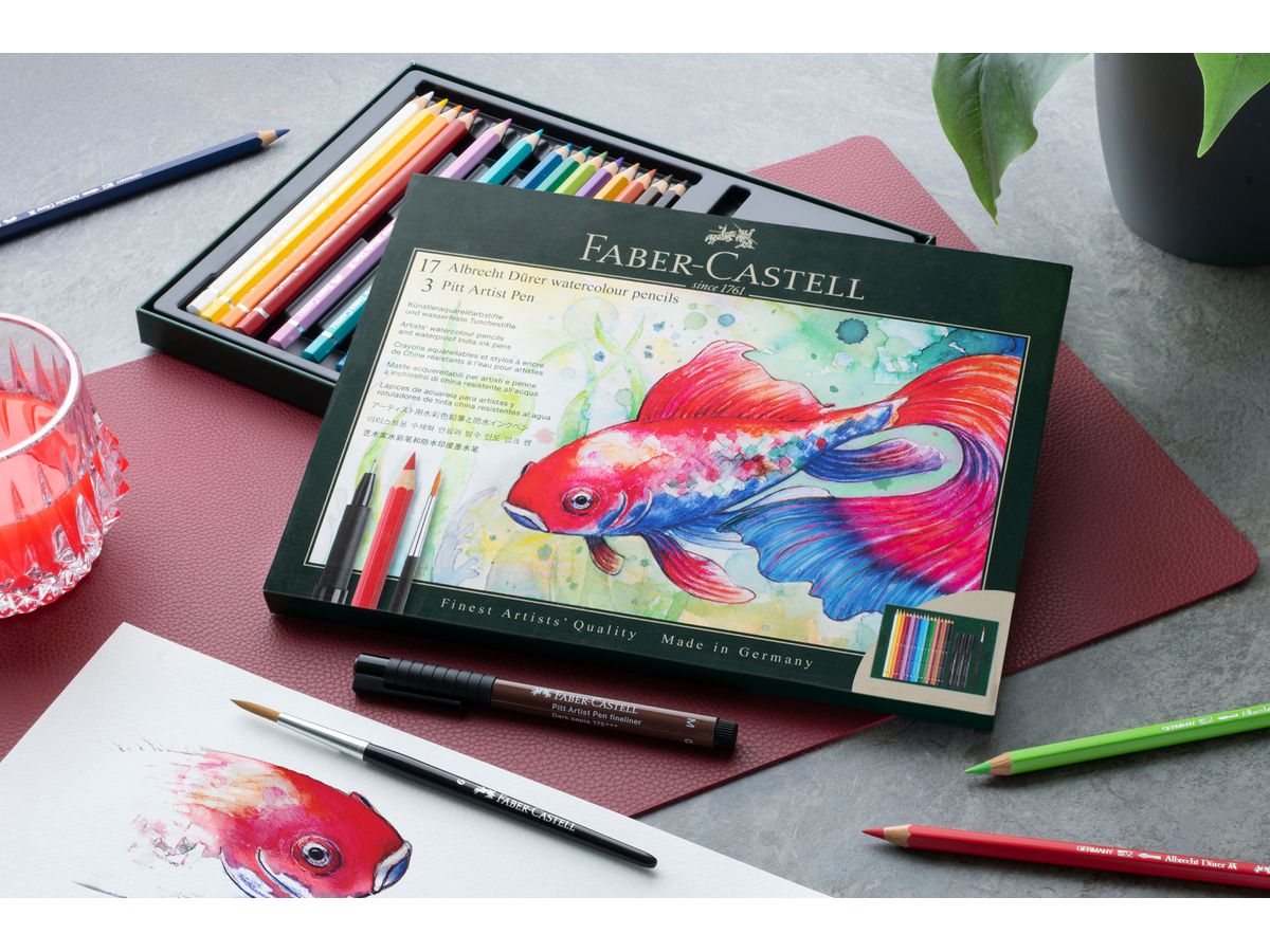 FABER-CASTELL Set Crayon & Pitt Artist Pen 217552 boîte en métal 21 pièces (4005402175529)