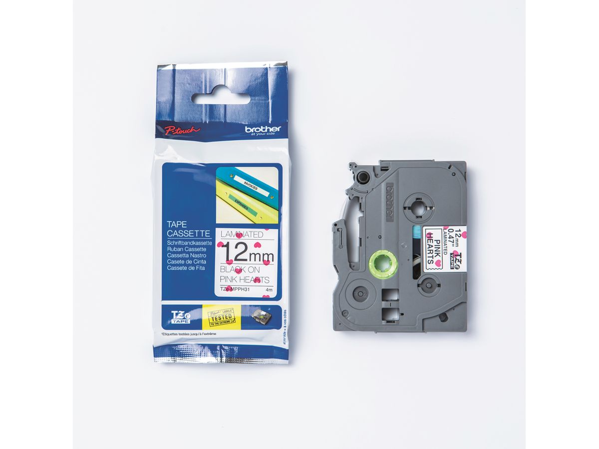 PTOUCH Ruban, laminé noir/rose TZe-MPPH31 PT-DV600VP 12 mm (4977766770286)