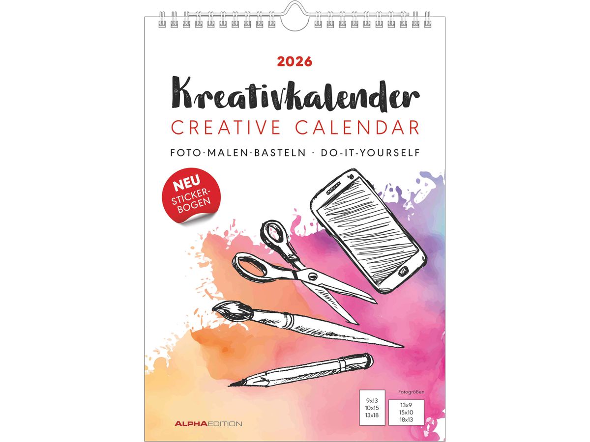 ALPHA EDITION Calendrier de bricolage 2026 160599 1M/1P blanc ML 21x29.7cm (4069095005990)
