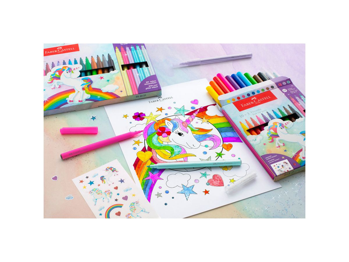 FABER-CASTELL Pennarelli unicorno 554221 incl. Sticker 24 pezzi (4005405542212)