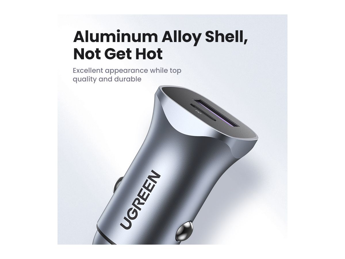 UGREEN Fast Car Charger 30W 40858 USB-C PD+USB-A QC (6957303848584)