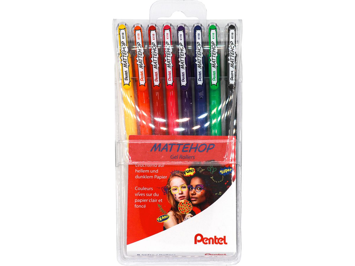 PENTEL Roller en gel Mattehop K110V-8 Mattehop 8 cas (7610924160495)