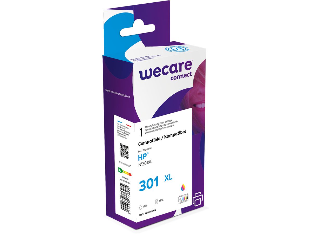WECARE Inchiostro 301XL rebuilt color CH564EEWE p. HP DeskJet 2050 18ml (3112539776275)