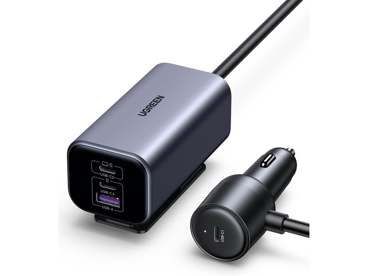 UGREEN Car Charger 150W,USB-C GaN 35571 USB-A+2xUSB-C Charging Hub (6941876235711)
