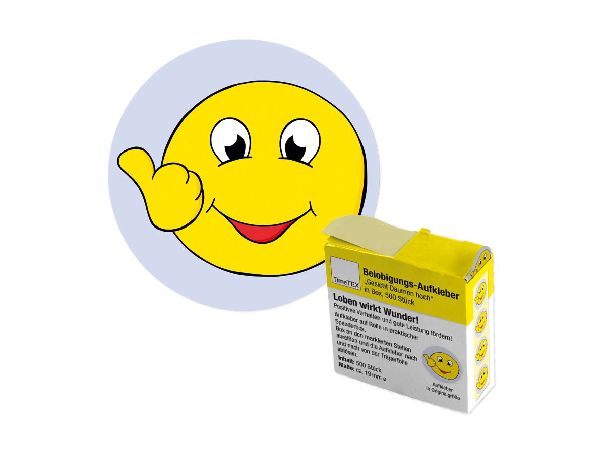 TIMETEX Autocollants de récompense 62215 Visage pouce levé 500 pcs. (4055218622151)