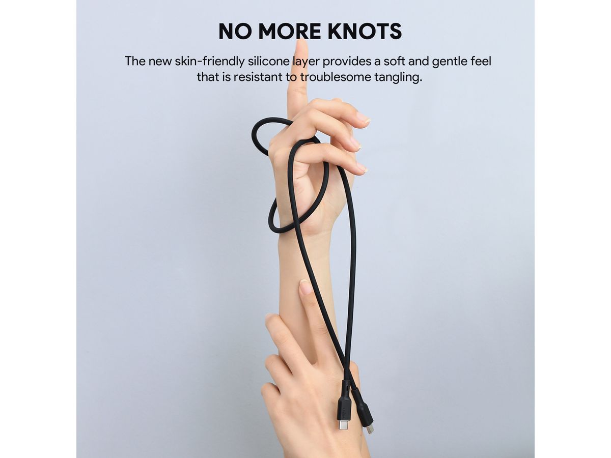 AUKEY Cable USB-C-to-C CB-SCC101 Silicone,1.0m,100W,Black (0689323785254)