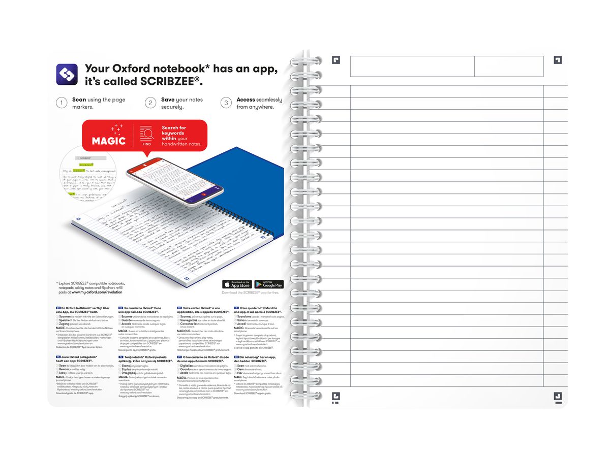 OXFORD Spiralbuch MyColours A5 100104780 liniert 7mm, 90g, 90BL 5 Stk (3020120666280)