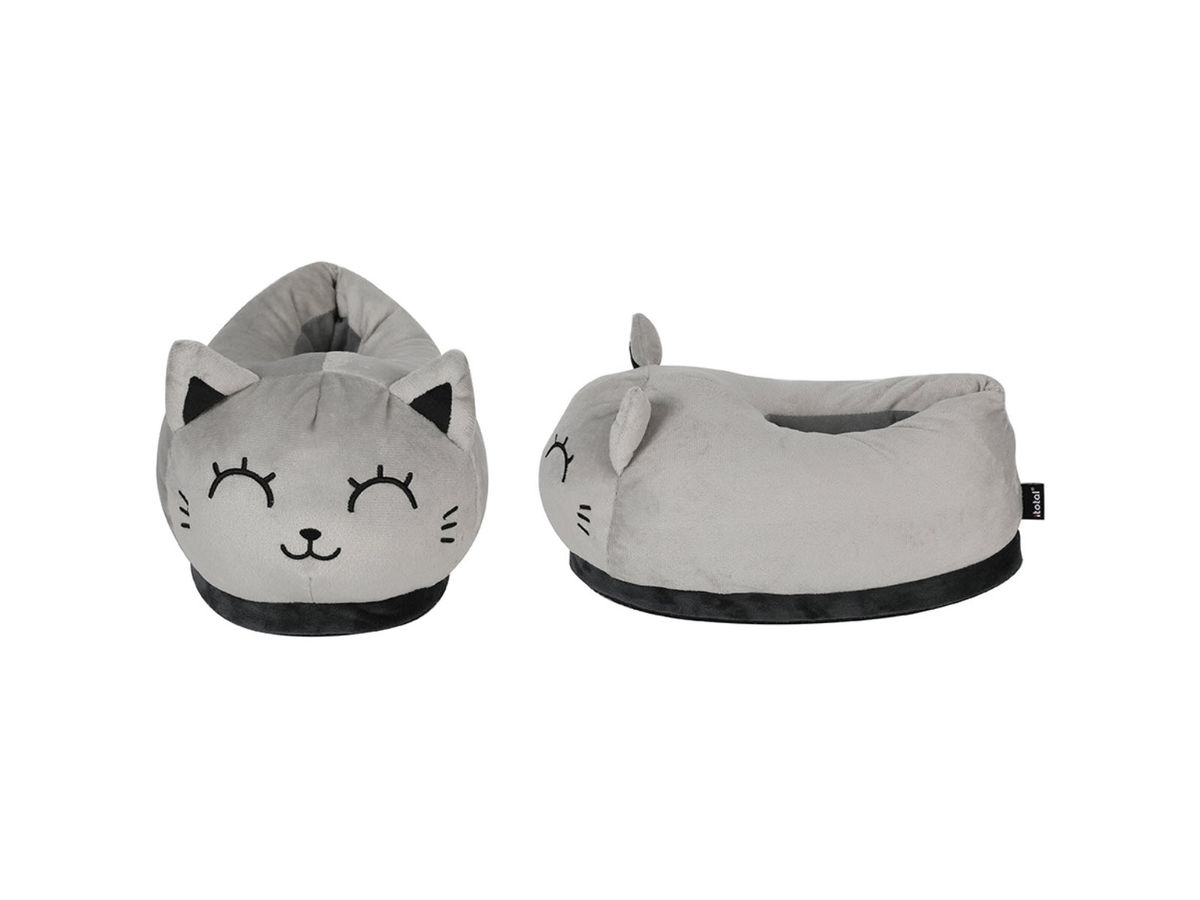 I-TOTAL Plüsch-Hausschuhe 30x19x18cm XL2845 Grey Cat (8059037079857)