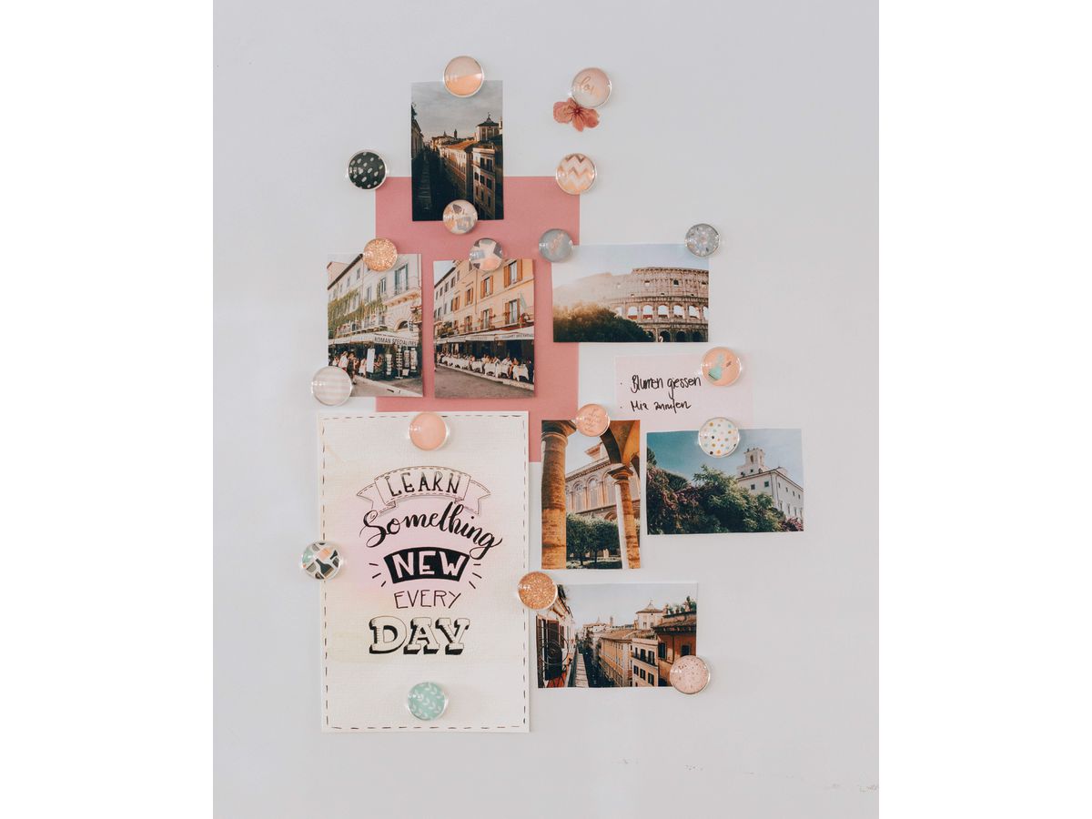 I AM CREATIVE Aimant Happy Let`s Organize 4035.54 Verre, 2.5x1cm 6 pièces (7611983215515)