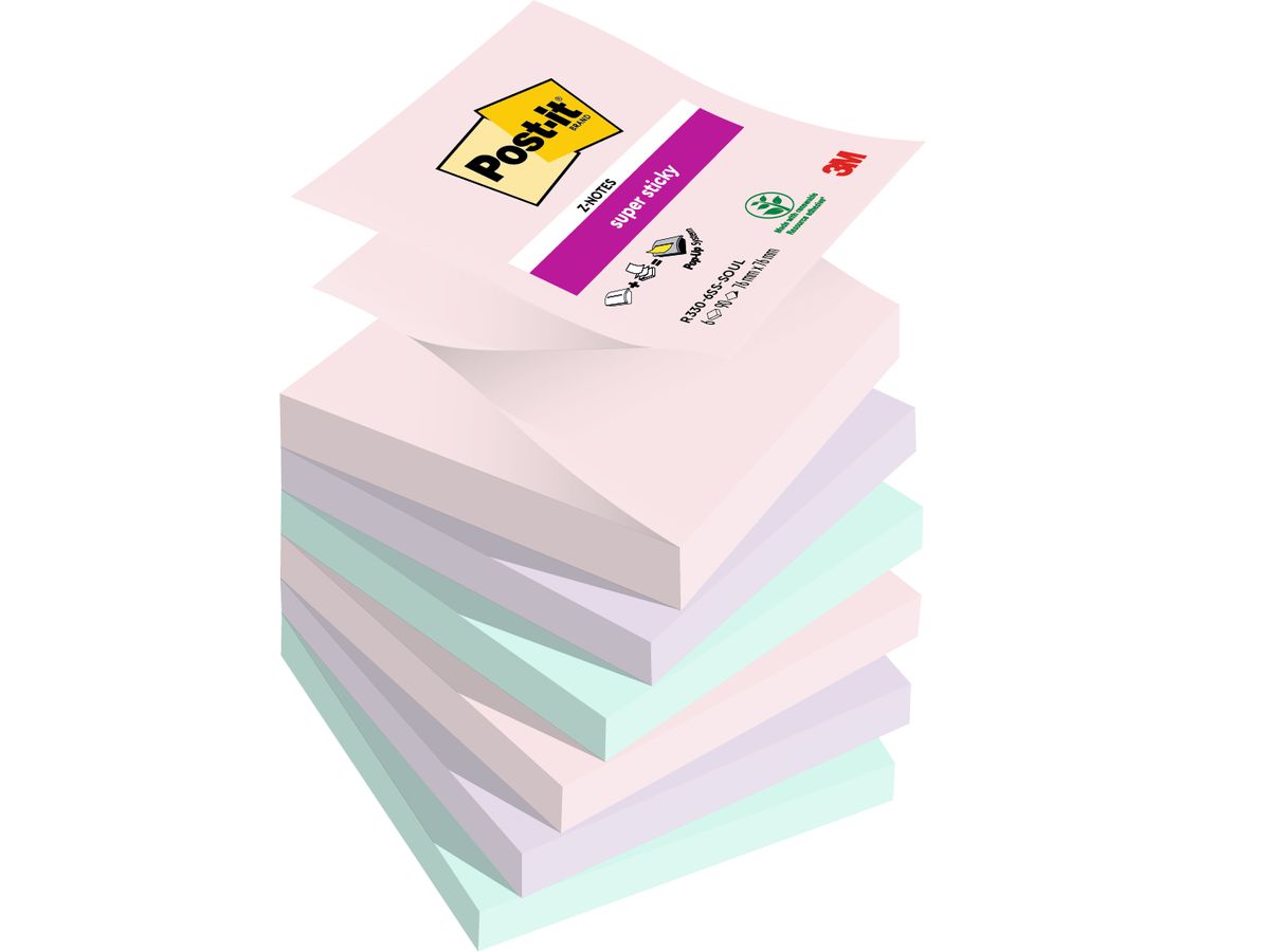 POST-IT Super Sticky Z-Notes 76x76mm R330-6SS-Soul Soul 3 couleurs 6 x 90 flls (4054596926059)