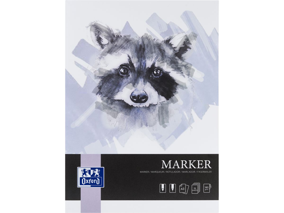 OXFORD Art Markerblock A3 400166105 blanko, 180g 15 Blatt (5904017077664)