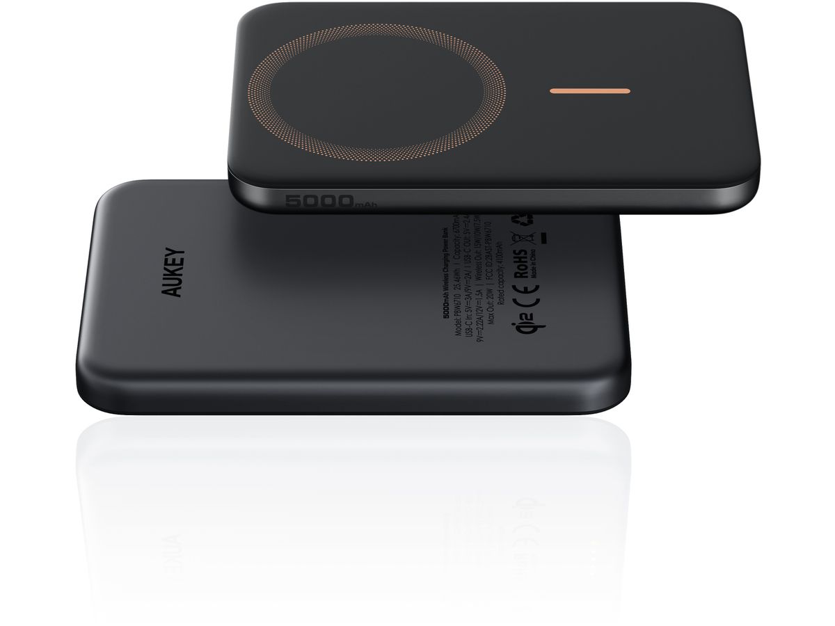 AUKEY MagFusion Slim 5000mAh PB-MS07 BG Powerbank Qi2 Wireless,Black (0689323790548)