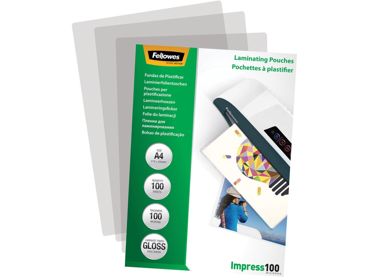 FELLOWES Laminiertasche A4 5351111 glanz, 100my 100 Stk (0077511535116)