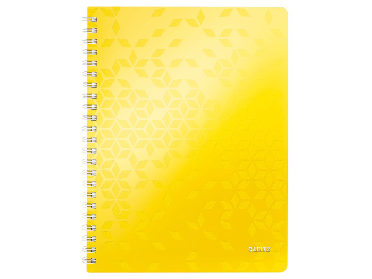 LEITZ Spiralbuch WOW PP A4 4638-00-16 gelb 80 Blatt (4002432121328)