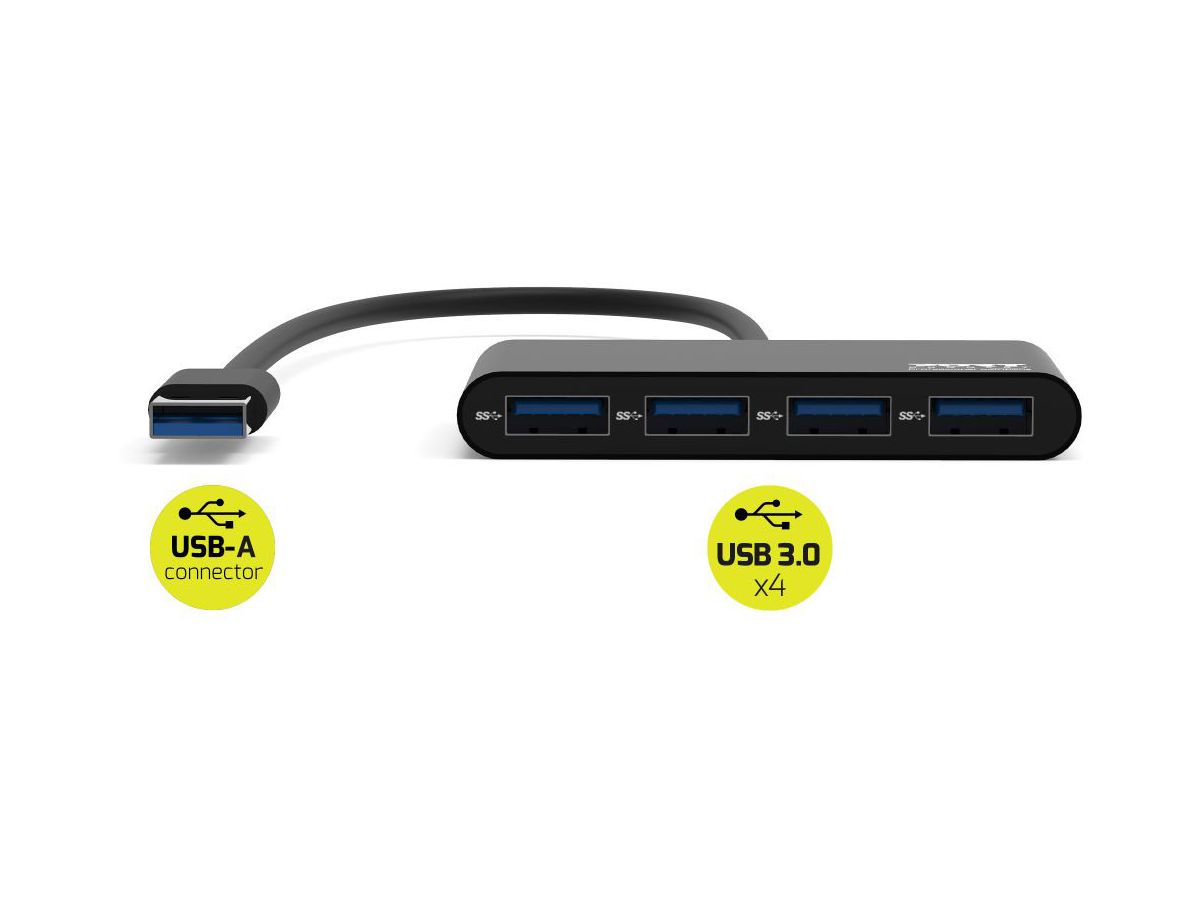 PORT USB Hub 4-ports USB 3.0 900121 black (3567049001216)
