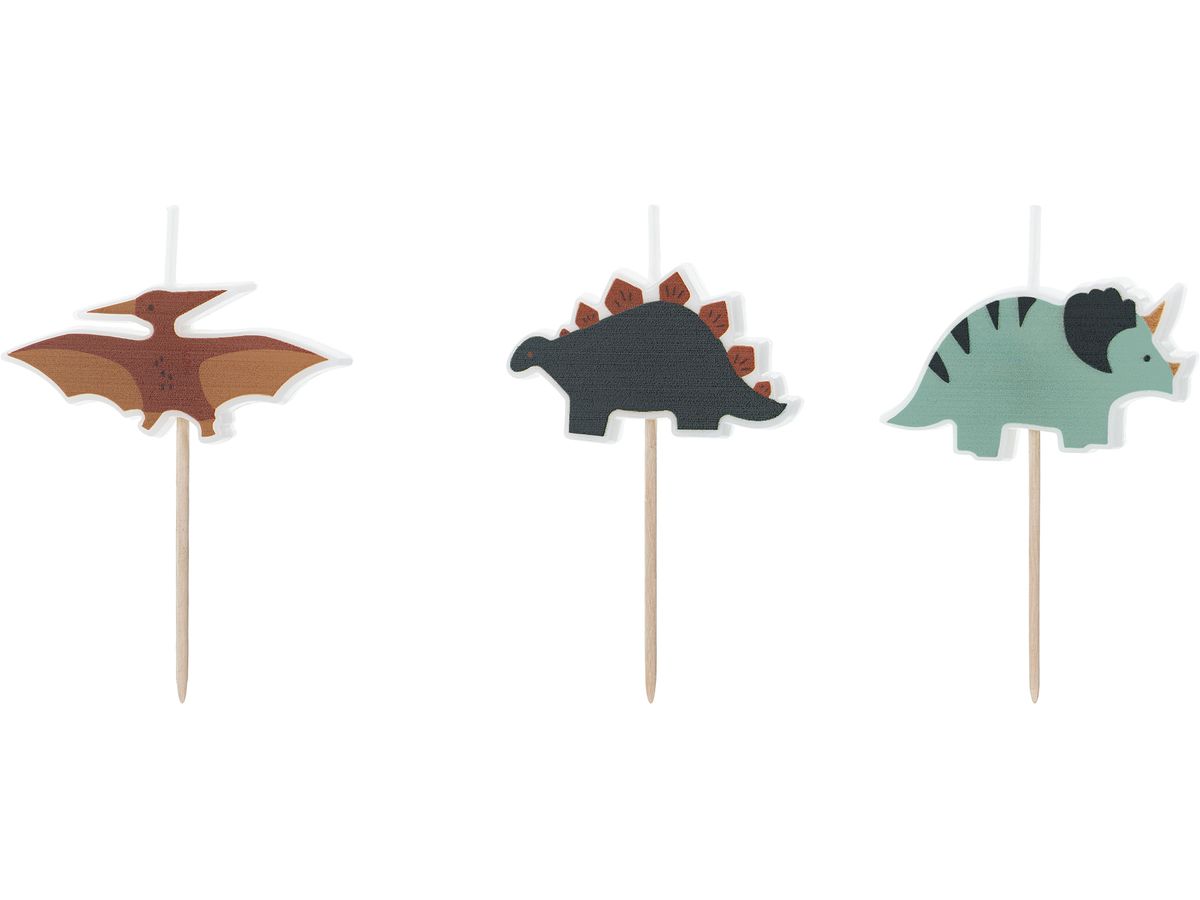 PARTYDECO Bougies d'anniversaire SCS-20 Dinosaures 3 pièces (5904555030855)