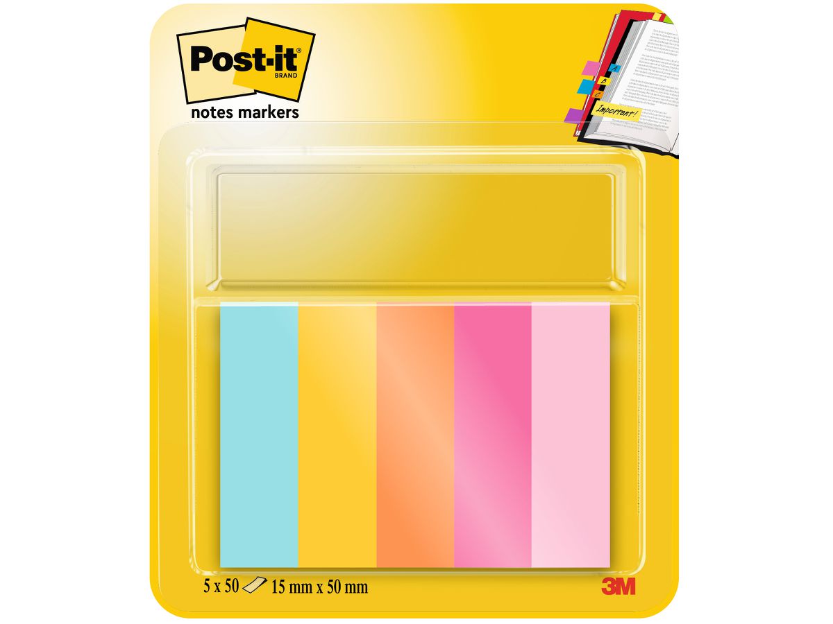 POST-IT Page Marker 15mmx50mm 670-5-BEA 5 couleurs 5x50 bandes (4054596927049)